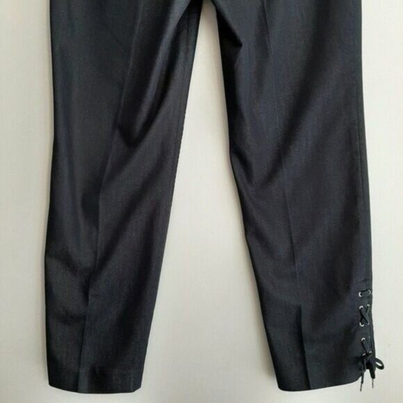 TALBOTS Crop Lace-Up Bottom Cropped Pants Navy Sz 6 - Picture 9 of 11